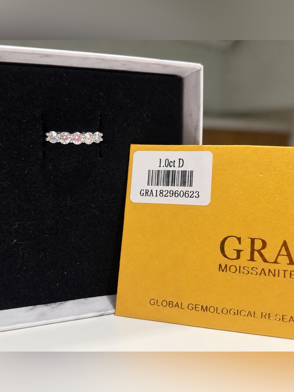 1 CT Moissanite Five-Stone Half Eternity Ring in White Gold